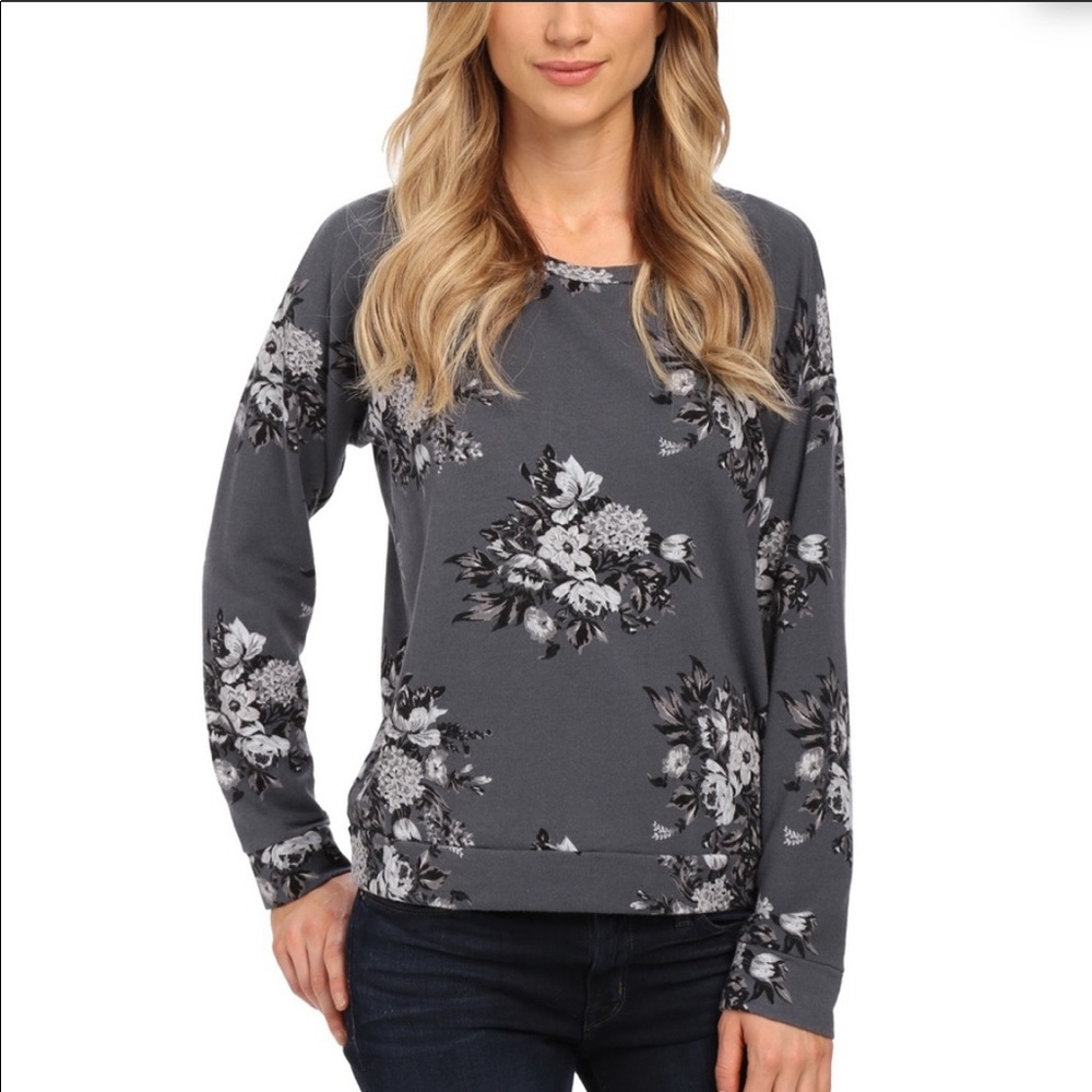 Joie Grey Rose Printed Pullover